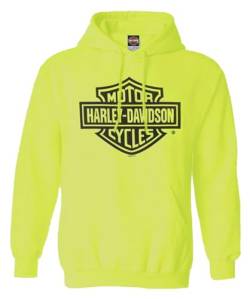 Harley-Davidson Herren Bar & Shield Logo Pullover Fleece Hoodie - Safety Green, Grün , Medium von Wisconsin Harley-Davidson