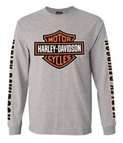 Harley-Davidson Herren Bar & Shield Long Sleeve Crew-Neck Shirt, Grau 30297501 - Grau - 5X-Groß von Wisconsin Harley-Davidson