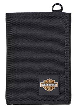 Harley-Davidson Herren Full Speed Tri-Fold Polyester RFID Geldbörse - Schwarz, Schwarz, 3.25" x 4.5" von Wisconsin Harley-Davidson