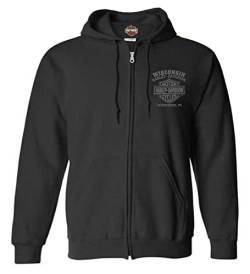 Harley-Davidson Herren Halo Willie G Skull Baumwollmischung Zip Up Hoodie Schwarz, Schwarz, XXX-Large von Wisconsin Harley-Davidson