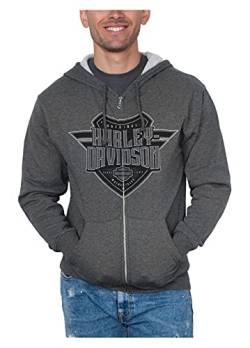 Harley-Davidson Herren Sentinel H-D Zip Up Cotton Blend Hoodie Charcoal Heather, Grau, XX-Large von Wisconsin Harley-Davidson