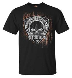 Harley-Davidson Herren T-Shirt mit Totenkopf-Motiv, Rundhalsausschnitt, kurzärmelig, Schwarz, schwarz, Groß von Wisconsin Harley-Davidson