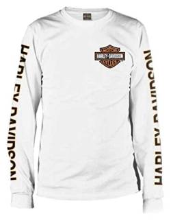 Harley-Davidson Men's Long Sleeve Orange Bar & Shield White Shirt 30291964 von Wisconsin Harley-Davidson
