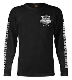 Harley-Davidson Men's Skull Lightning Crest Graphic Long Sleeve Shirt, Black von Wisconsin Harley-Davidson