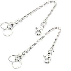 wisdompro Schlüsselkette Edelstahl 20.3 cm, Schlüsselkette mit Karabiner und Schlüsselringe, Kann als Hosenkette, Portemonnaie Kette, Schlusselbandkette (8 Zoll) von Wisdompro