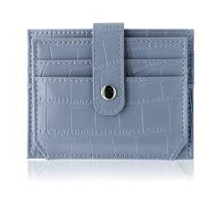 WisePoint Credict Kartenhalter Kartenhüllen Halter für Frauen, Mode PU Kartenetui mit Mehrere Kartenpositionen Minimalistische Brieftasche mit Bargeldfach und Fotofach, blau, S, Minimalistisch von WisePoint