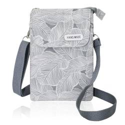 WisePoint Crossbody Telefon Tasche, Baumwolle Handy Tasche Crossbody Tasche für Frauen, Multifunktionale Umhängetasche Handy Tasche für Reisen, Wandern, Laufen (grau) von WisePoint