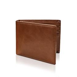 WisePoint Faltbare Brieftaschen für Herren, RFID-blockierende Geldbörse, PU-Leder, minimalistische Geldbörse, leichte Herren-Geldbörse, schlanke Brieftasche für Arbeit, Einkaufen, Braun, Einfachheit von WisePoint