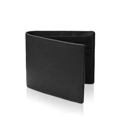 WisePoint Faltbare Brieftaschen für Herren, RFID-blockierende Geldbörse, PU-Leder, minimalistische Geldbörse, leichte Herren-Geldbörse, schlanke Brieftasche für Arbeit, Einkaufen, Schwarz, Einfachheit von WisePoint