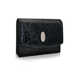 WisePoint Kreditkarteninhaber für Frauen, PU-Leder Karteninhaber Brieftasche Kreditkarte Veranstalter, personalisierte Kreditkarte Brieftasche Kreditkarte Fall mit magnetischen Knopf (Schwarz) von WisePoint