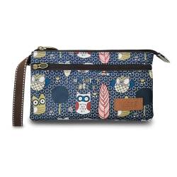 WisePoint Münze Geldbörse, Handgelenk Kupplung Geldbörse, Münze Tasche Handgelenk Geldbörse Cartoon Tier Druck Handgelenk Casual Tasche zum Einkaufen, Dating, Reisen (Eule) von WisePoint