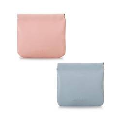 WisePoint Münze Geldbörse 2 PCS, PU Leder Mini Münze Tasche Tasche Wechselhalter für Frauen, Portable kreative Münze Tasche Geldbörse Squeeze Top (pink+blau) von WisePoint