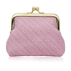 WisePoint Münzgeldbörse, PU-Leder, kleine Geldbörsen für Frauen und Mädchen, tragbare Kusslock-kleine Tasche mit geprägtem Design für Münzen, Kleingeld, Ohrringe, Halsketten, Ringe, rose, von WisePoint