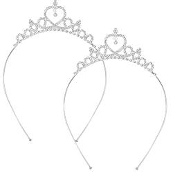 2 Stück Prinzessin Tiara für Mädchen, Kinder Strass Prinzessin Krone, Kristall Herz Form Prinzessin Krone Tiara Stirnband Haarschmuck für Mädchen Geburtstag Hochzeit Abschlussball Party Kopfbedeckung von Wisebom