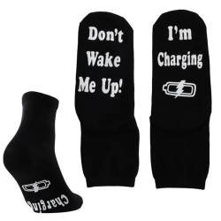 Lustige Socken Lustige Geschenke für Männer und Frauen Originelle Socken „Don't Wake Me Up“ Gag-Geschenk Baumwoll-Sportsocken lustige Freizeitsocken Lustige Geschenkidee für Urlaub,Geburtstag von Wisebom
