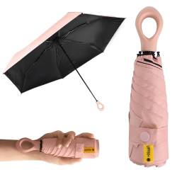 Mini Faltender Regenschirm, Pocket Taschenschirm mit Etui, kreativer Ringgriff, Windfest UV Schutz Ultraleicht Regenschirm Faltbar Robust, Sonnenschutz Feuchtigkeitsschäden Sturmfest für Herren Damen von Wisebom