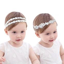 Wisebom 2 Pcs Baby Mädchen Stirnbänder, Blume Stirnband weichen Weiches Niedliches Haarband Elastisches Haar Zubehör Mädchen Haar Zubehör für Neugeborene Säuglinge von Wisebom