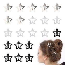 Wisebom Stern Haarspangen 24 Stück Pentagramm Haarspangen Y2K-Haar-Haarnadeln Metall Rutschfest Stern-Haarspangen Retro Punk BB Haarspangen für Frauen und Mädchen (3 Farben) von Wisebom
