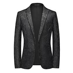 WishKu Anzug Jacke Männer Bronzieren Frühling Herbst Blazer Jacke Herren Slim Fit Mode Temperament Casual Jacke Herren Bankett Abschlussball Das Neue Business Jacke Herren A-Black1 3XL von WishKu