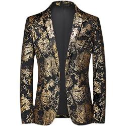 WishKu Anzug Jacke Männer Bronzieren Frühling Herbst Blazer Jacke Herren Slim Fit Mode Temperament Casual Jacke Herren Bankett Abschlussball Das Neue Business Jacke Herren E-Gold 6XL von WishKu