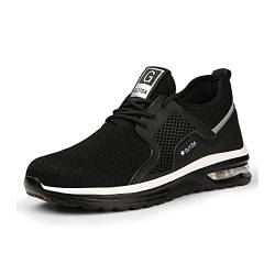 Wishes Arbeitsschuhe Herren Damen Sicherheitsschuhe s3 Leicht Stahlkappen Schutzschuhe Leicht Sportlich Atmungsaktiv Arbeitsschutzschuhe Unisex Anti-Smashing Anti-Piercing 2096blackwhite45 von Wishes