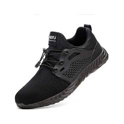 Wishes Sicherheitsschuhe Herren Damen S3 Sportlich Arbeitsschuhe Leicht mit Stahlkappe Schutzschuhe rutschfeste Atmungsaktiv Anti-Smashing Anti-Piercing Sneaker 830black44 von Wishes