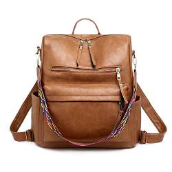 Wishliker Kunstleder Rucksack Damen Elegant,Braun von Wishliker