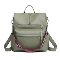 Wishliker Kunstleder Rucksack Damen Elegant,Grün von Wishliker