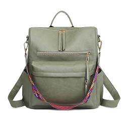Wishliker Rucksack Damen Leder Elegant Backpack Tagesrucksack,Grün von Wishliker