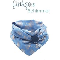 Wishproject® Dreieckstuch Damen Dreieckstuch, Blau mit goldenem Muster, XXL Schal, Loopschal, Hergestellt in Deutschland, Langlebig und Stilvoll von Wishproject