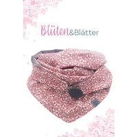 Wishproject® Dreieckstuch Damen Tuch, Halstuch in Grau & Rosa, Kapuzenschal, Schlauchschal mit Blüten Design von Wishproject