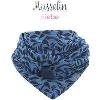 Wishproject® Dreieckstuch Musselin Damen Tuch, Halstuch aus natürlicher Baumwolle, Eleganter Kapuzenschal, Schlauchschal in Blau & Schwarz von Wishproject