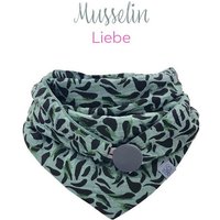 Wishproject® Dreieckstuch Musselin Damen Tuch, Halstuch aus natürlicher Baumwolle, Eleganter Kapuzenschal, Schlauchschal in Grün & Schwarz von Wishproject