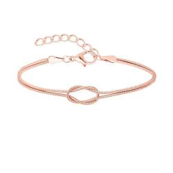 WitmAn Liebesknoten-Schlangenkette-Unendlichkeitsarmband, Mutter-Tochter-Knoten-Armband, 925 Sterling Silber vergoldetes Armband für Frauen (rose gold) von WitmAn