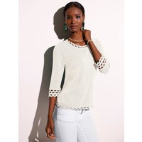 Witt Damen 3/4 Arm-Pullover mit dezentem Glanz, weiß von Witt