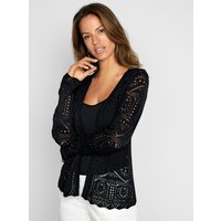 Witt Weiden Damen Ajour-Strickjacke schwarz von Witt