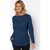 Witt Damen Ajourpullover mit abgerundetem Saum, jeansblau von Witt