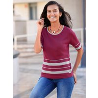 Witt Damen Kurzarm-Pullover, malve-steingrau-gemustert von Witt