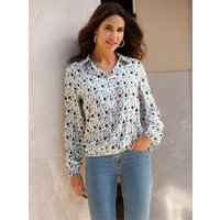 Witt Weiden Damen Langarm-Bluse ecru-bleu-bedruckt von Witt