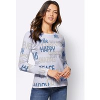 Witt Weiden Damen Langarm-Pullover ecru-mittelblau-bedruckt von Witt