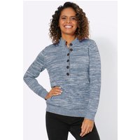 Witt Weiden Damen Langarm-Pullover rauchblau-ecru-meliert von Witt