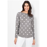 Witt Weiden Damen Langarm-Pullover steingrau-ecru-gemustert von Witt