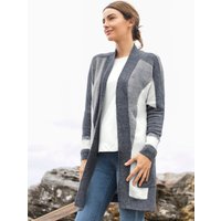 Witt Damen Longstrickjacke mit grafischem Strick-Muster, grau-gemustert von Witt