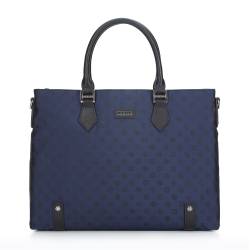 Wittchen 12-Zoll-Laptoptasche Für Damen Aus Jacquard Mit Lederbändern Dunkelblau Elegance Polyester von Wittchen