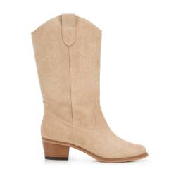 Wittchen Cowboystiefel Aus Wildleder Mit Stickereien Beige Obuwie Wildleder von Wittchen