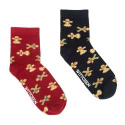 Wittchen Damensocken Mit Lebkuchenmann-Print - 2Er-Set I Wittchen| Dunkelblau-Rot Skarpety Baumwolle von Wittchen