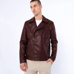 Wittchen Herren- Bikerjacke Aus Öko-Leder Mit Schulterklappen Kirschrot Odzież Kunstleder von Wittchen