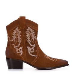 Wittchen Kurze Cowboystiefel Für Damen Aus Wildleder Mit Stickerei Braun Obuwie Wildleder von Wittchen