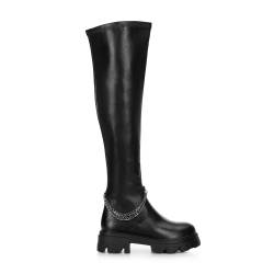 Wittchen Overknee-Stiefel Für Damen Aus Leder Mit Kette Schwarz Obuwie Naturleder von Wittchen