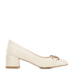 Wittchen Pumps Aus Leder Mit Blockabsatz Hellbeige Obuwie Naturleder von Wittchen